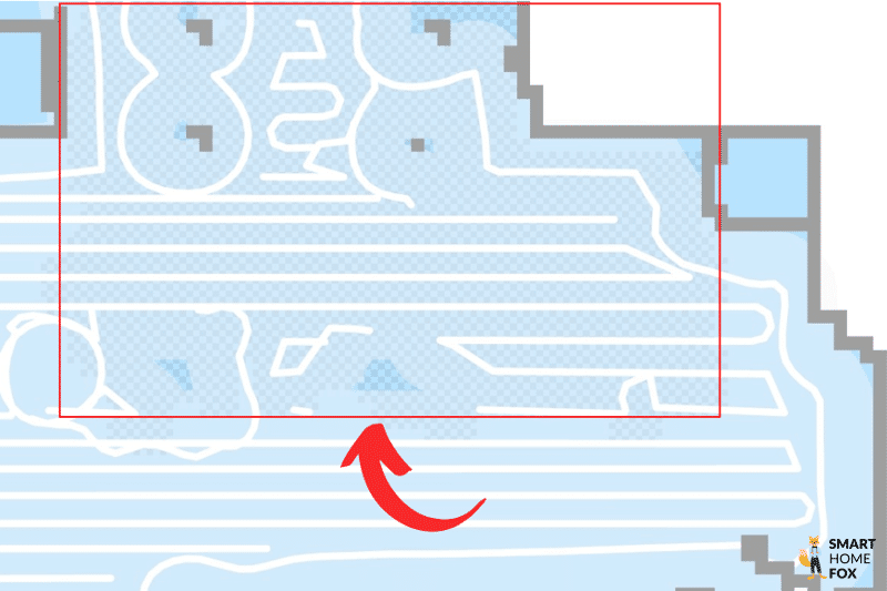 The carpet can be seen hatched in the map of the Dreame L10s Ultra.